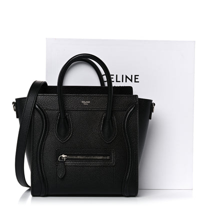 Celine Drummed Calfskin Nano Luggage Black 14 of 14