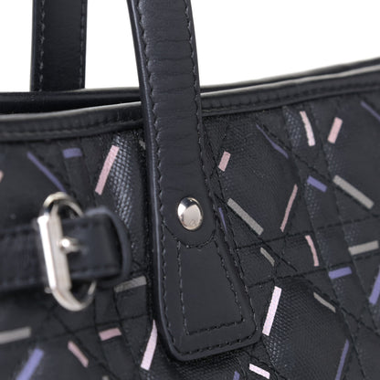 Christian Dior Coated Canvas Cannage Medium Panarea Tote Black Pink 6 of 6