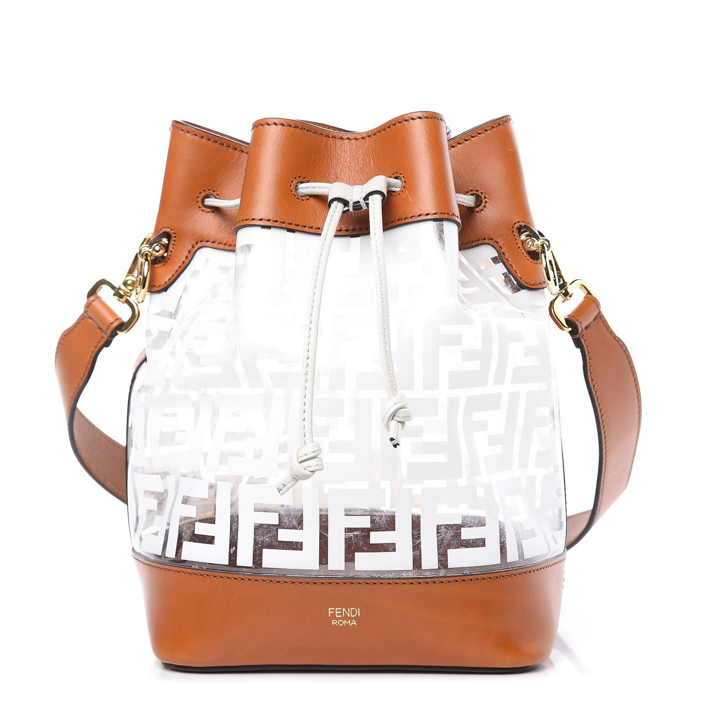 TPU FF Vitello Aura F is Fendi Grande Mon Tresor Bucket Bag White Cuoio