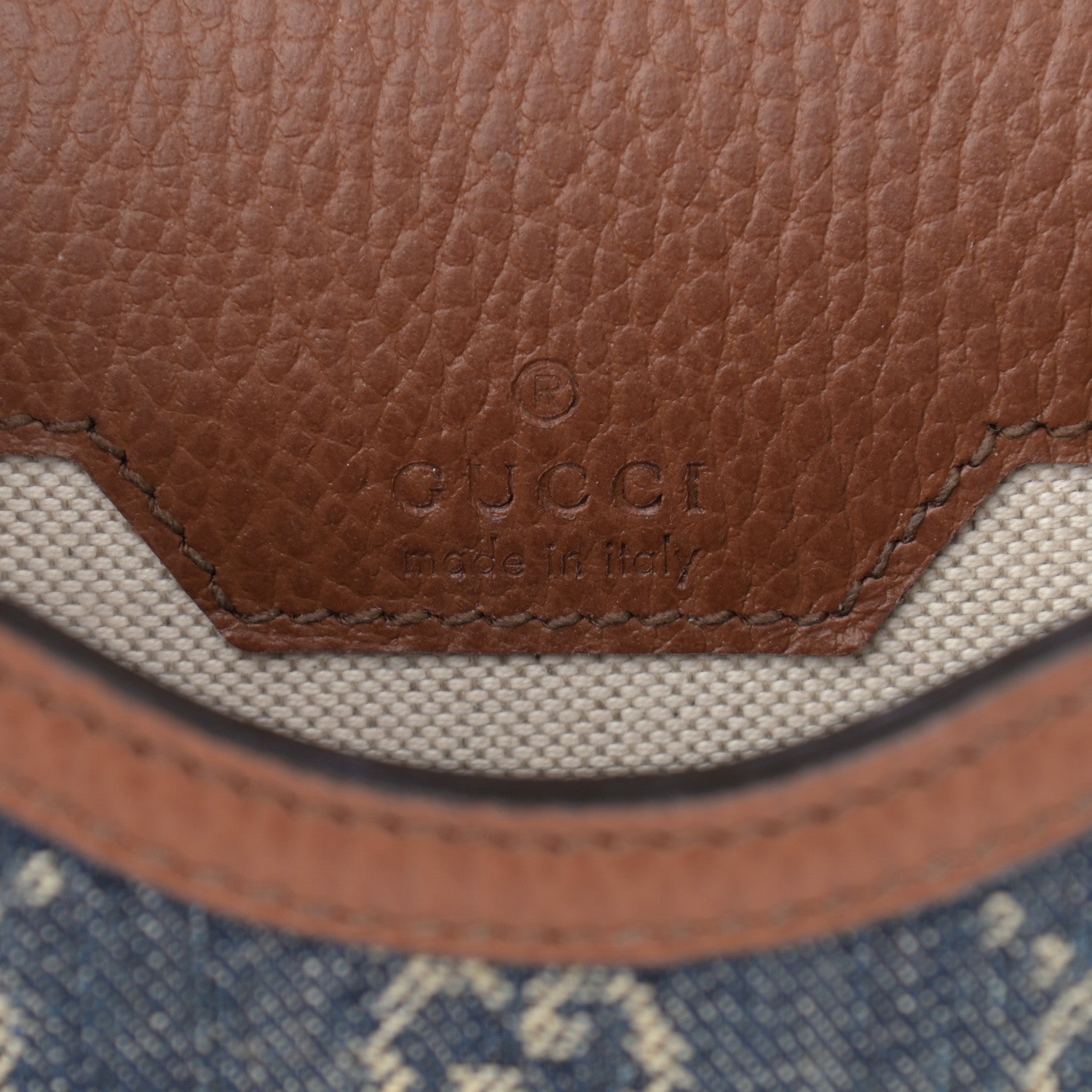 Gucci New Denim GG Monogram Dollar Calfskin Mini Horsebit 1955 Crossbody Bag Blue Tea Cuir Epilog 5 of 12