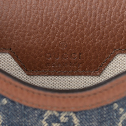 Gucci New Denim GG Monogram Dollar Calfskin Mini Horsebit 1955 Crossbody Bag Blue Tea Cuir Epilog 5 of 12