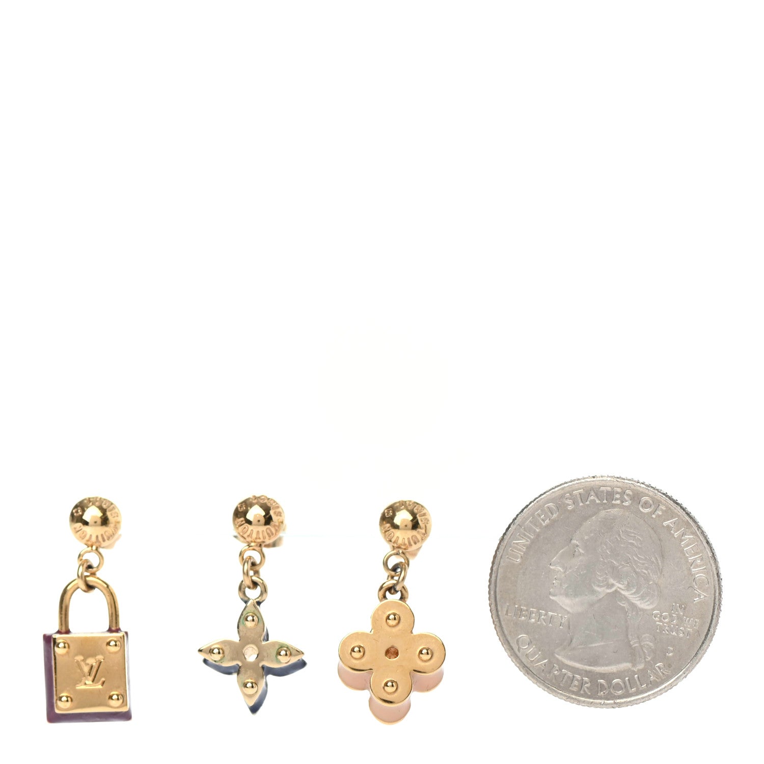 Louis Vuitton Earrings Set of 3 Gold Multicolor 2 of 4