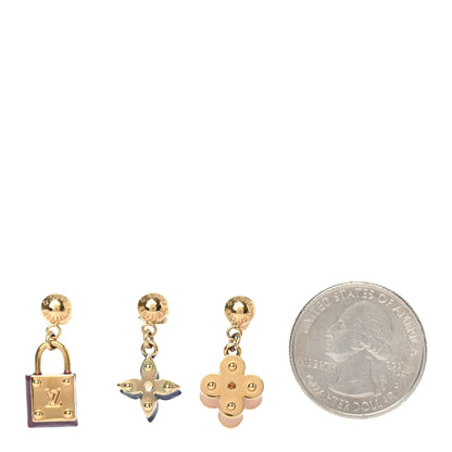 Louis Vuitton Earrings Set of 3 Gold Multicolor 2 of 4