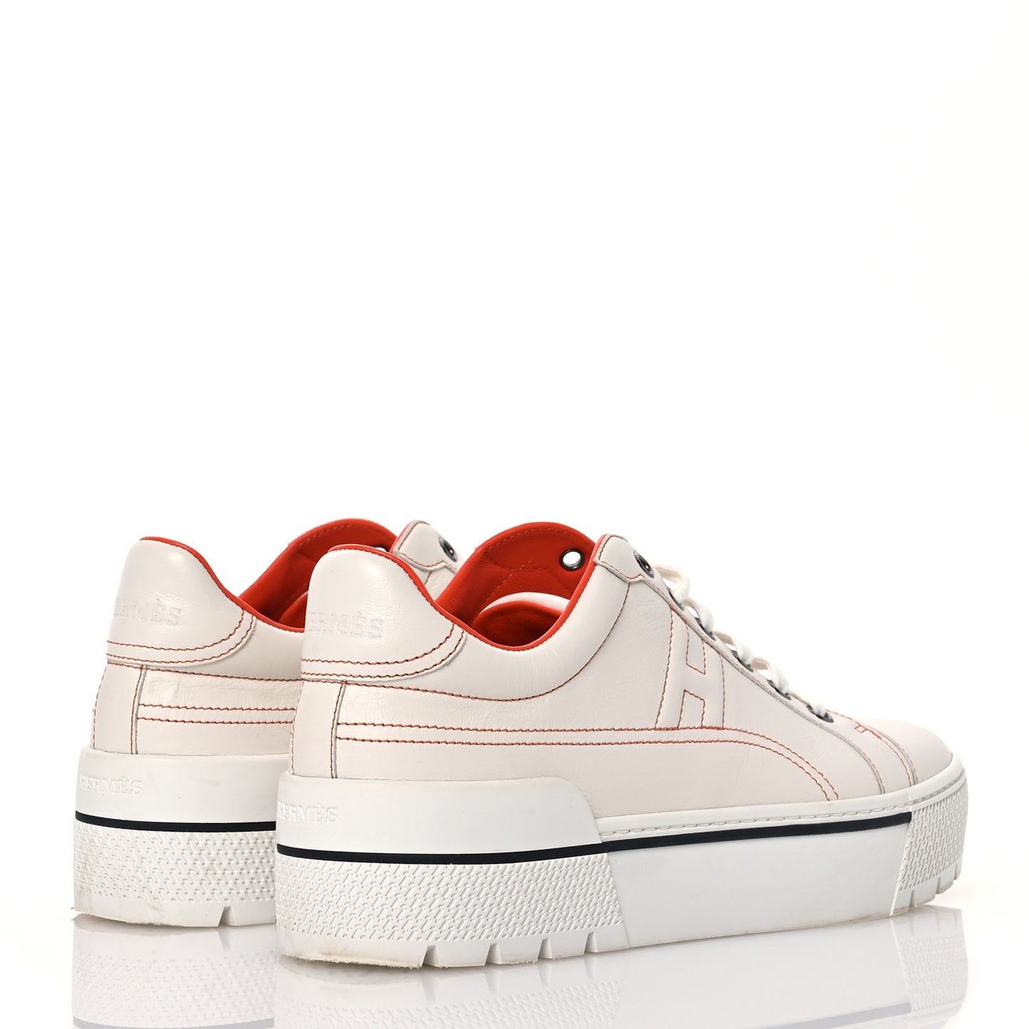 Calfskin Womens Voltage Sneakers 39 White Orange