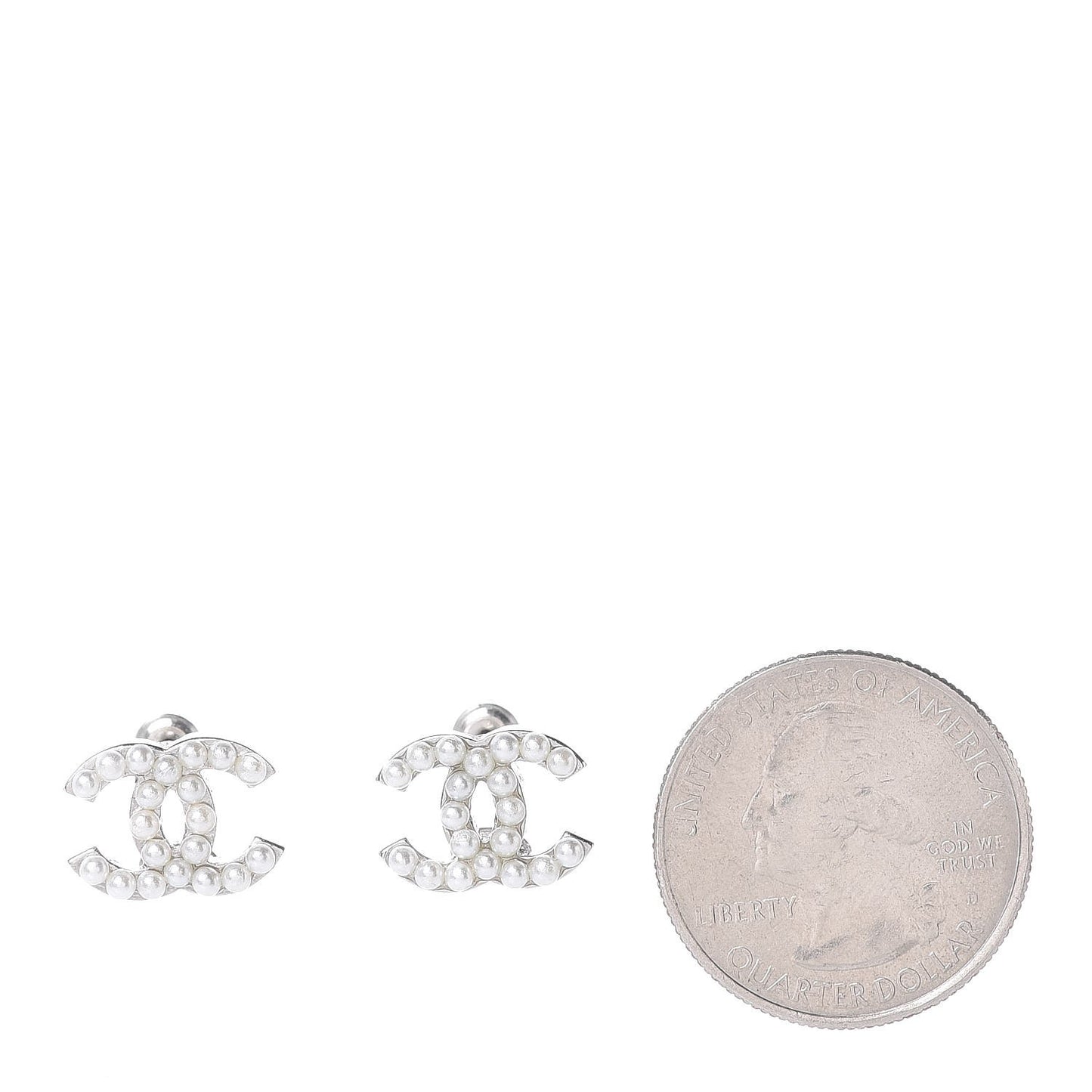 Pearl CC Earrings Silver