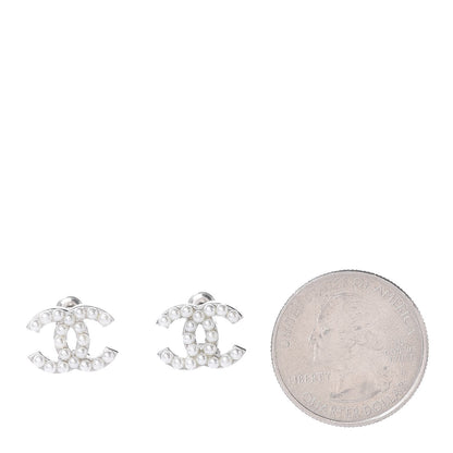 Chanel Pearl CC Earrings Silver 2 of 4