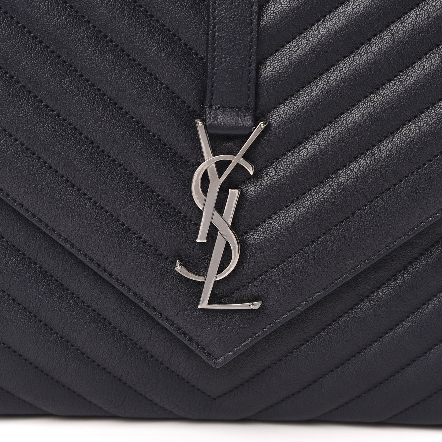 Sheepskin Matelasse Chevron Monogram Large College Satchel Black