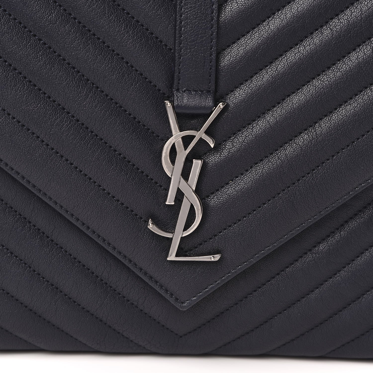 Saint Laurent Sheepskin Matelasse Chevron Monogram Large College Satchel Black 10 of 11