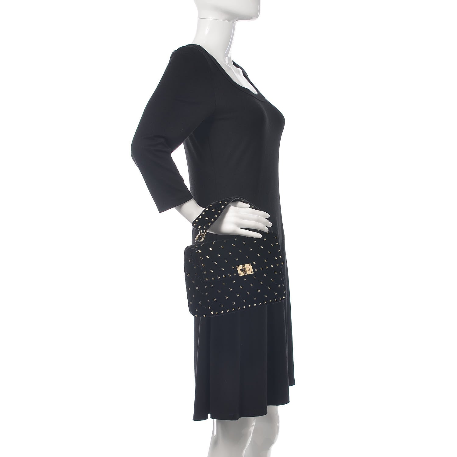Valentino Garavani Velvet Medium Rockstud Spike Shoulder Bag Black 2 of 10