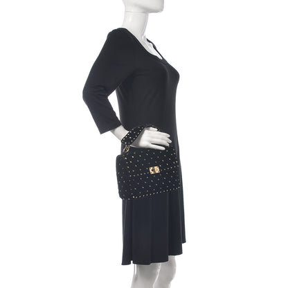 Valentino Garavani Velvet Medium Rockstud Spike Shoulder Bag Black 2 of 10