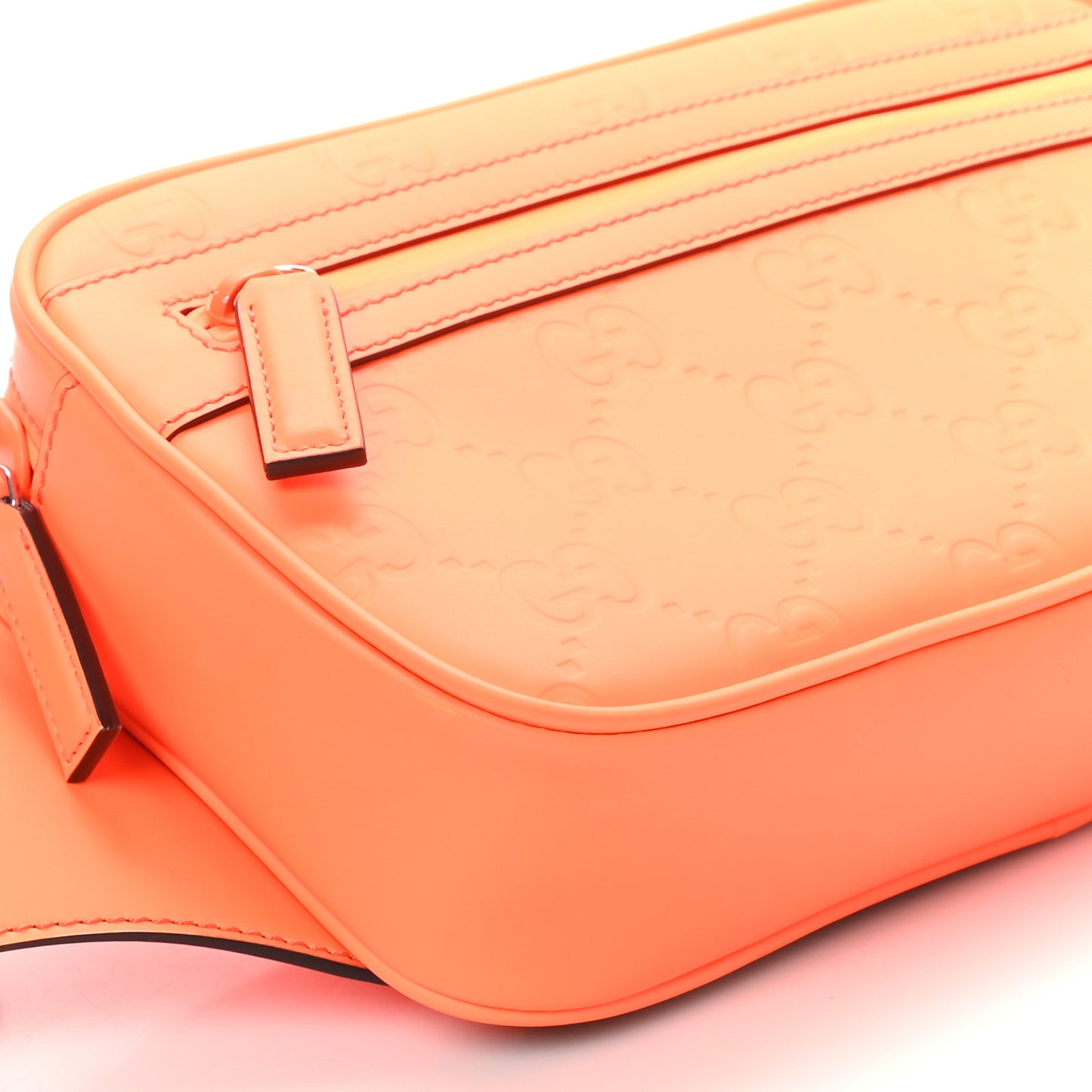 Rubber Effect Monogram GG Belt Bag New Orange Fluo