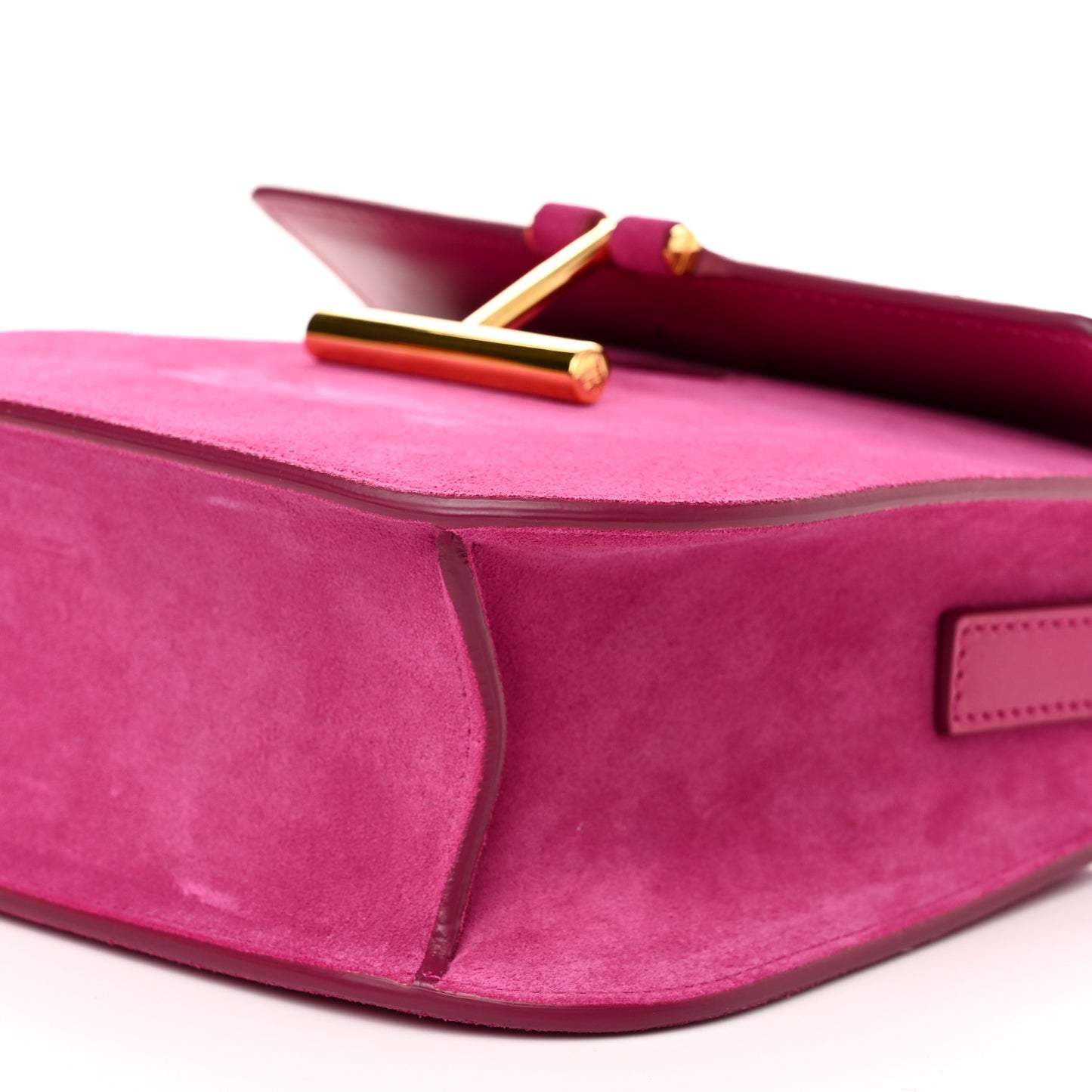 Suede T Clasp Tara Crossbody Bag Berry Pink