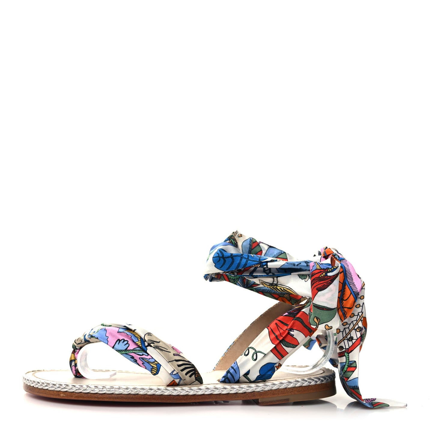 Nappa Crepe Satin Spetsos Flat Sandals 37 Multicolor