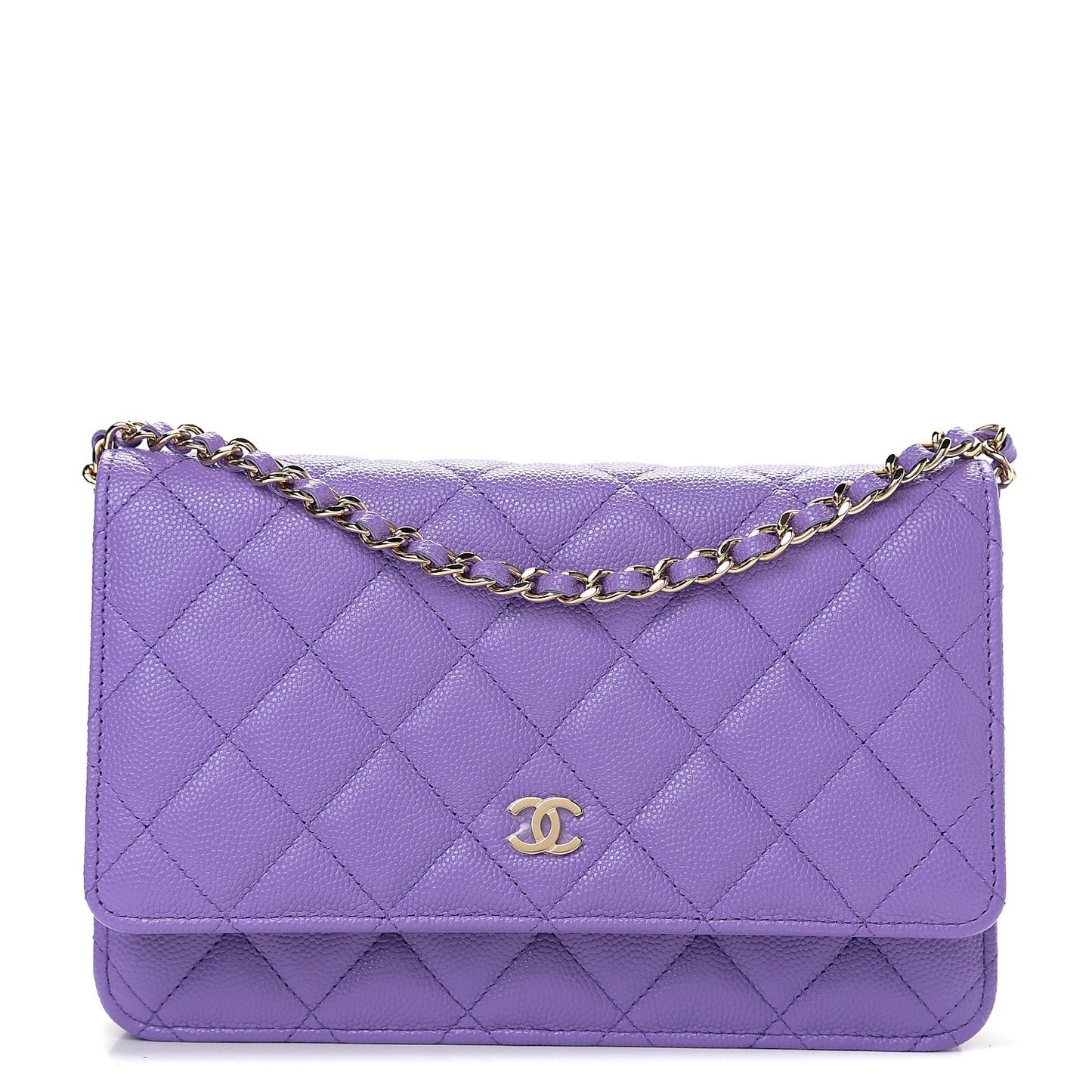Caviar Quilted Wallet On Chain WOC Purple