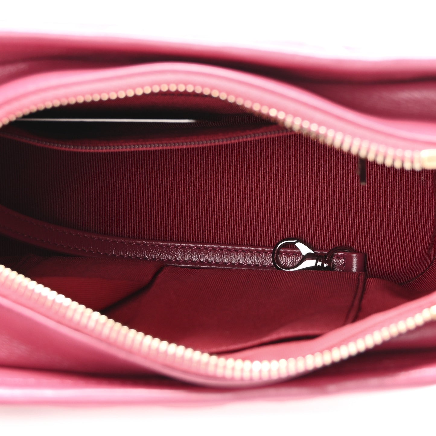 Aged Calfskin Chevron Quilted Small Gabrielle Hobo Dark Pink