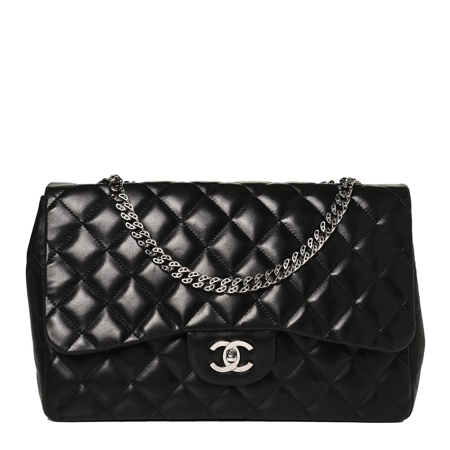 Chanel Lambskin Quilted Jumbo Flap Bijoux Chain Black 1 of 10