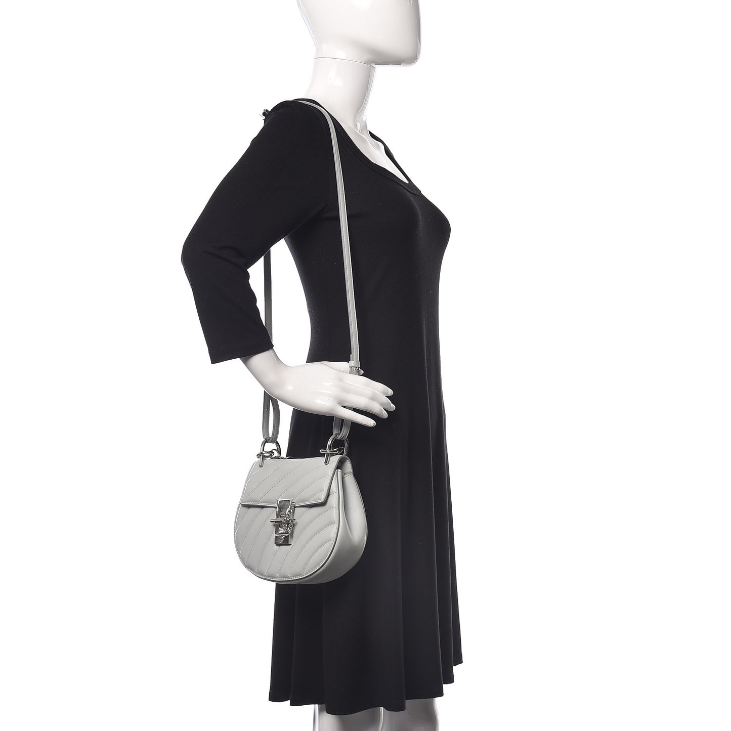 Calfskin Quilted Mini Drew Bijou Shoulder Bag Airy Grey