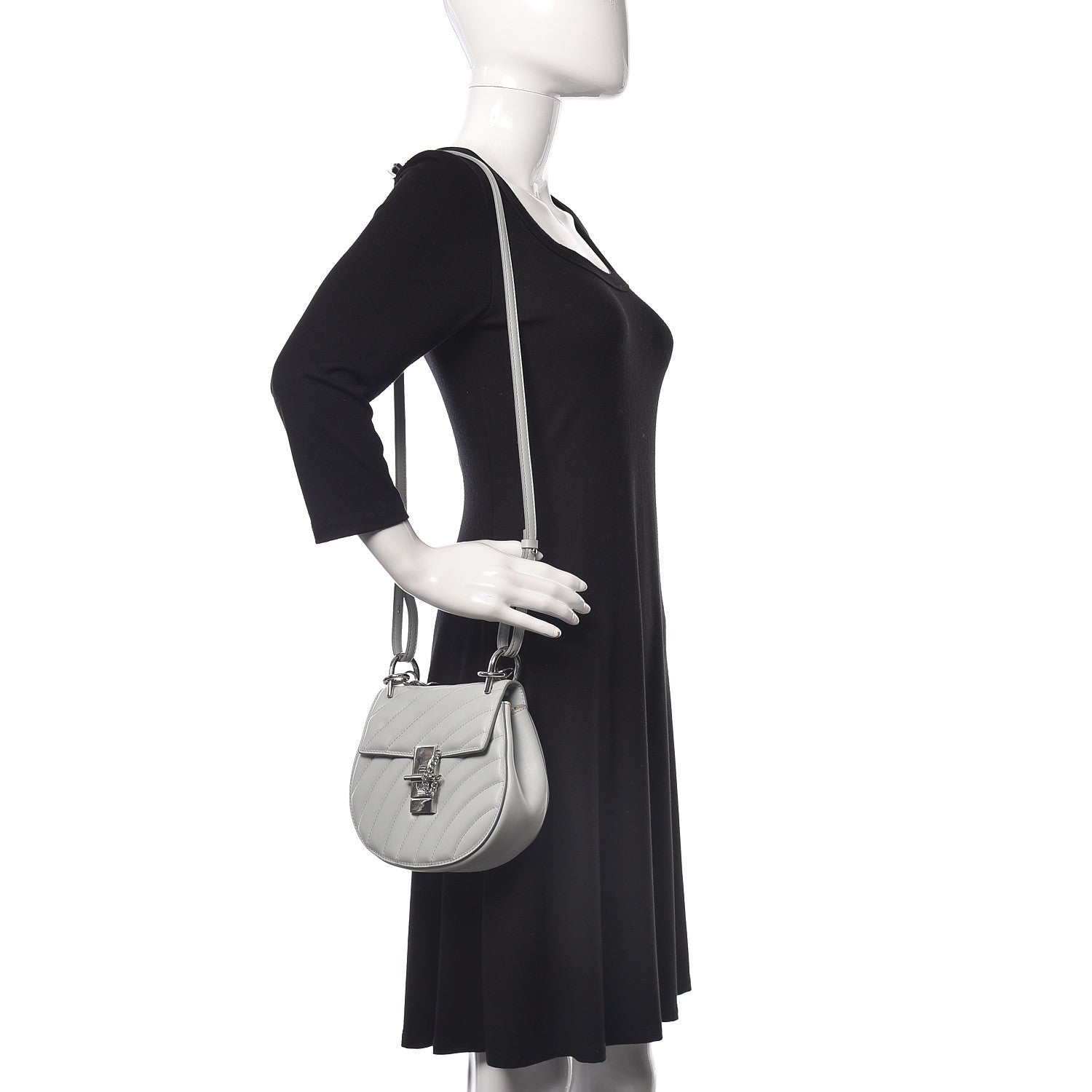 Chloe Calfskin Quilted Mini Drew Bijou Shoulder Bag Airy Grey 2 of 11