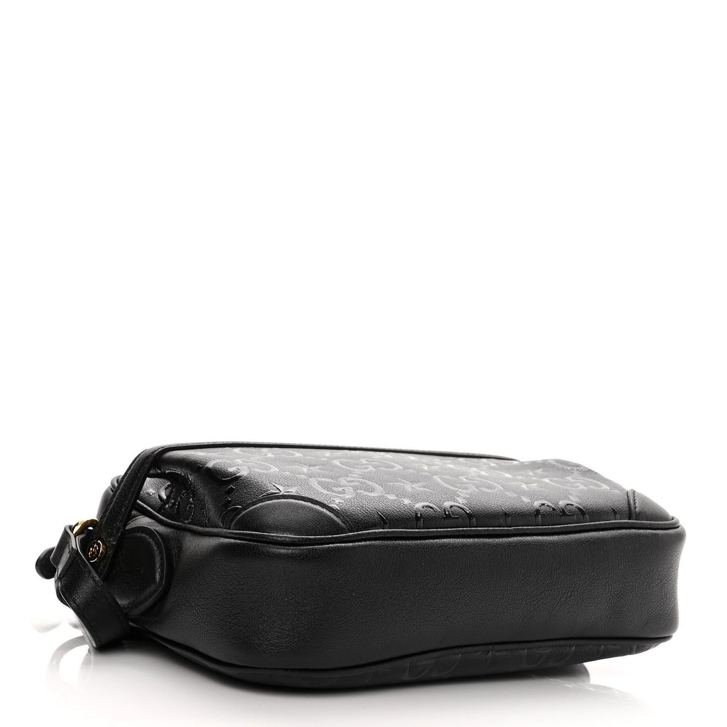 Wonka Grain Calfskin GG Monogram Star Embossed Small GG Shoulder Bag Black