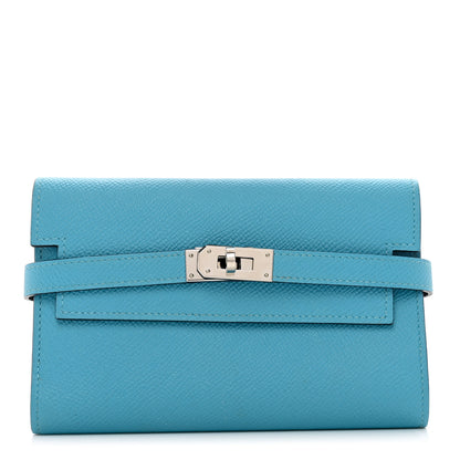 Hermes Epsom Verso Medium Kelly Wallet Bleu Du Nord Rouge De Coeur 1 of 8