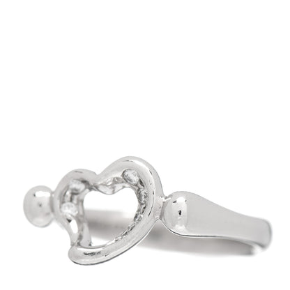 Tiffany Platinum Diamond Elsa Peretti Open Heart Ring 50 5.5 3 of 5