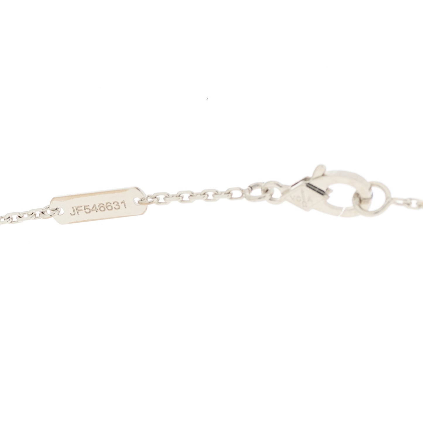 18K White Rose Gold Diamond Guilloche Vintage Alhambra Pendant Necklace