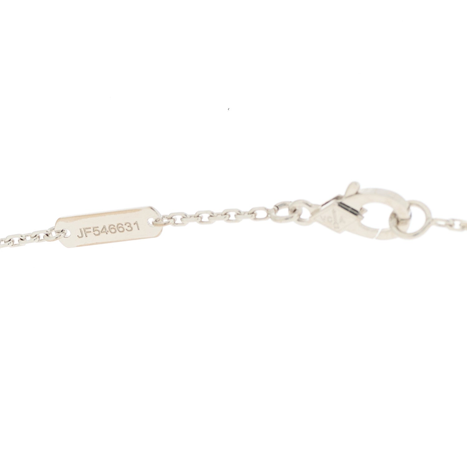 Van Cleef & Arpels 18K White Rose Gold Diamond Guilloche Vintage Alhambra Pendant Necklace 5 of 5