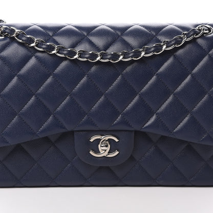 Chanel Caviar Quilted Jumbo Double Flap Navy Blue 8 of 12