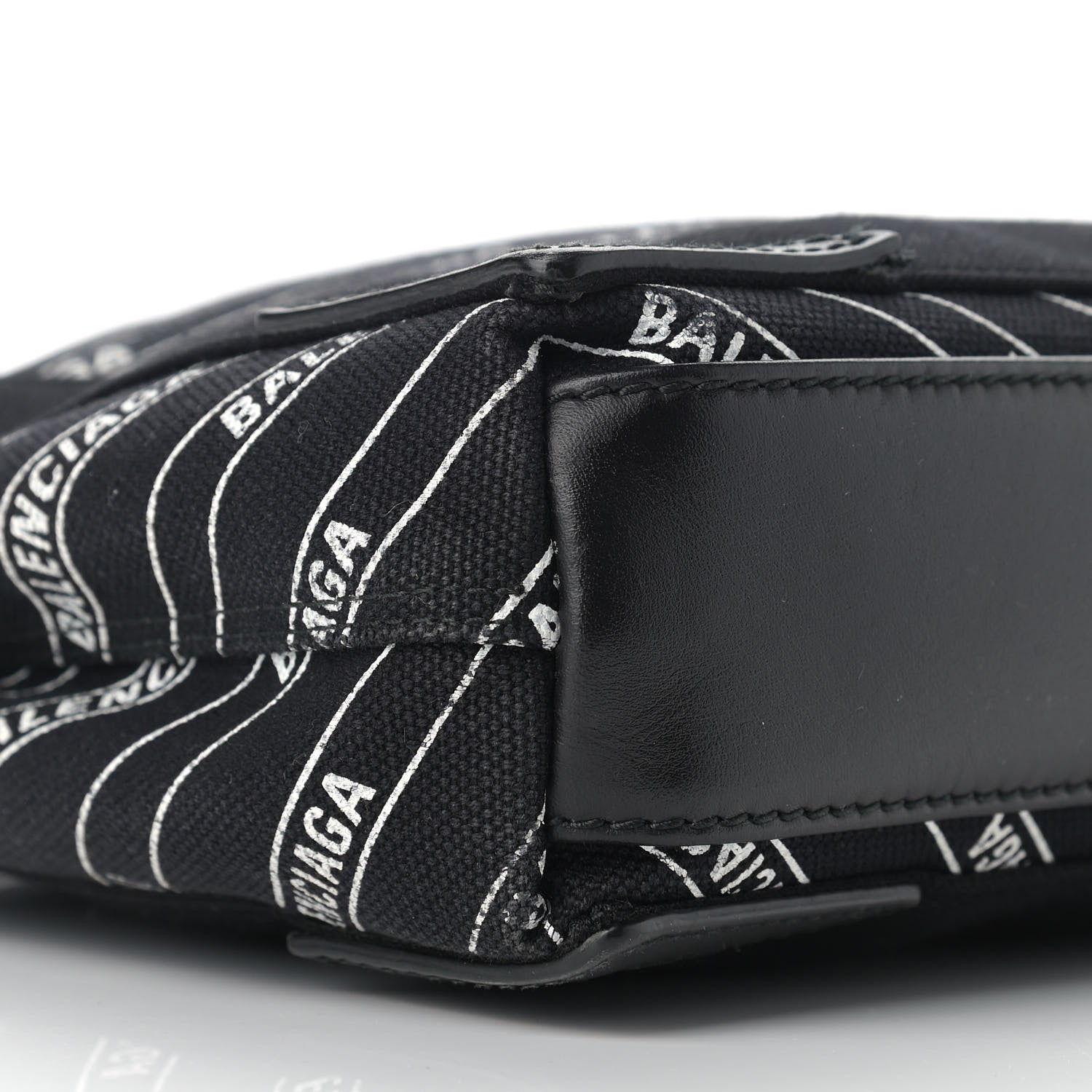 Balenciaga Cotton Canvas Calfskin Logo Print Navy Cabas XS Black White 9 of 10