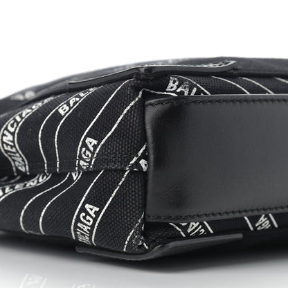 Balenciaga Cotton Canvas Calfskin Logo Print Navy Cabas XS Black White 9 of 10