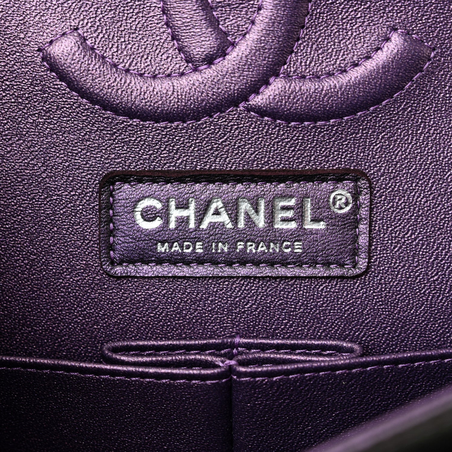Chanel Iridescent Lambskin Quilted Medium Double Flap Dark Purple 6 of 11