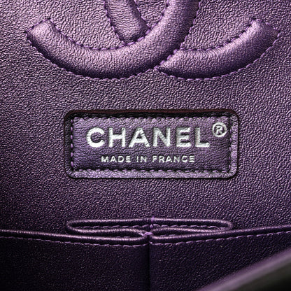 Chanel Iridescent Lambskin Quilted Medium Double Flap Dark Purple 6 of 11