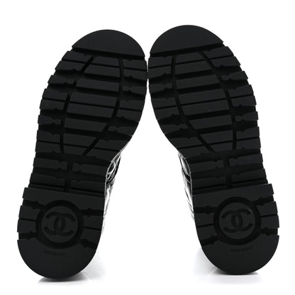 Chanel Shiny Calfskin Quilted Lace Up Combat Boots 37.5 Black 8 of 11