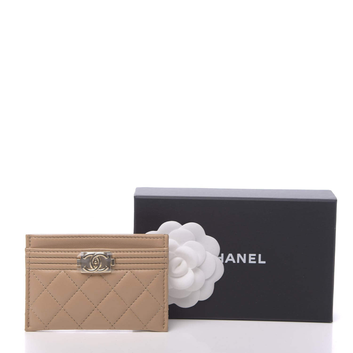 Chanel Lambskin Quilted Boy Card Holder Beige 9 of 9