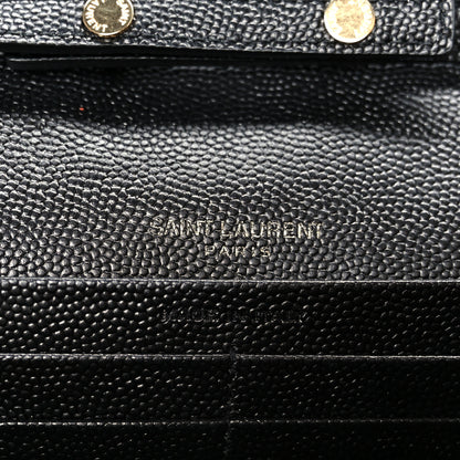 Saint Laurent Grain De Poudre Mixed Matelasse Triquilt Monogram Chain Wallet Black 6 of 11