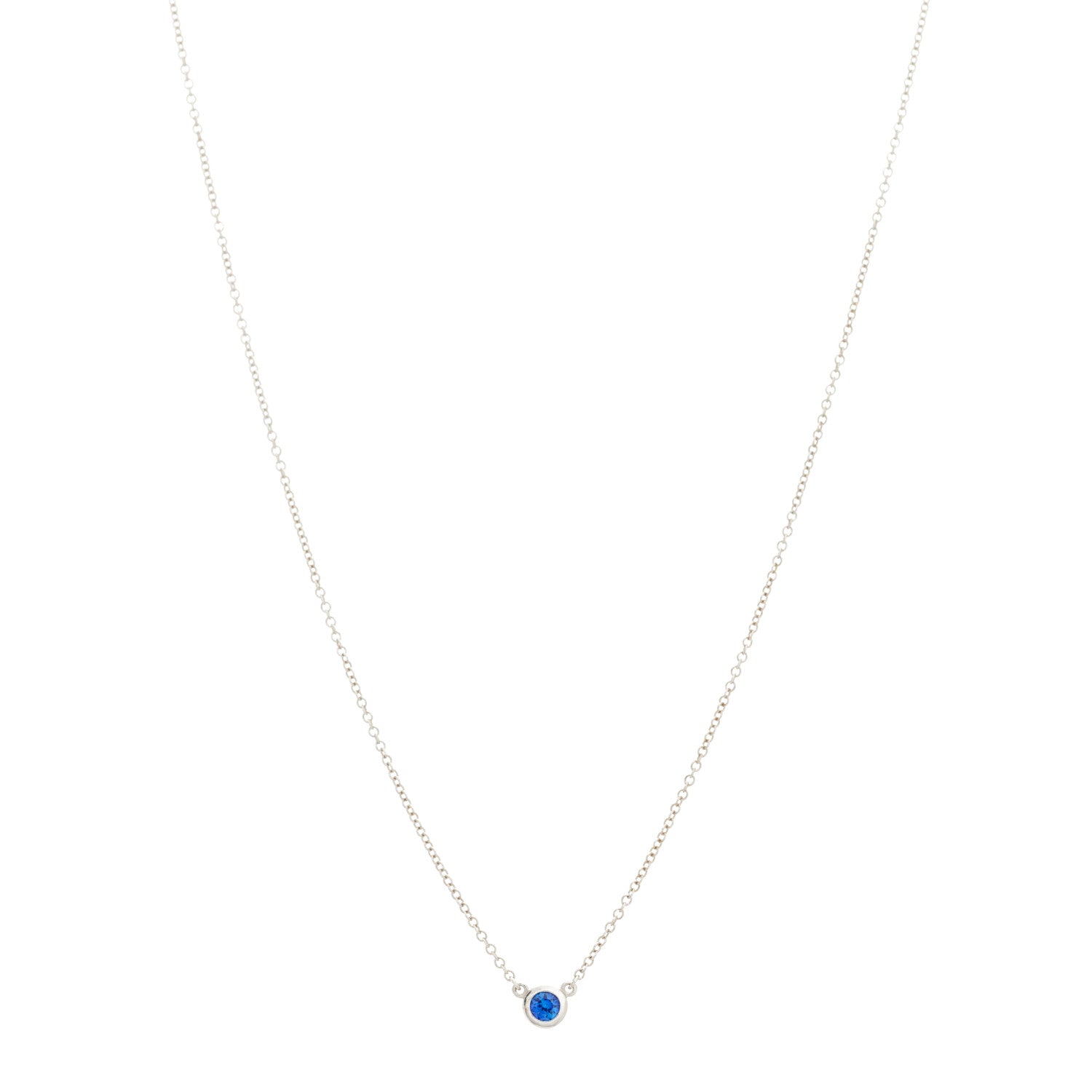 Tiffany Platinum Blue Sapphire .11ct Elsa Peretti Color by the Yard Necklace 1 of 8