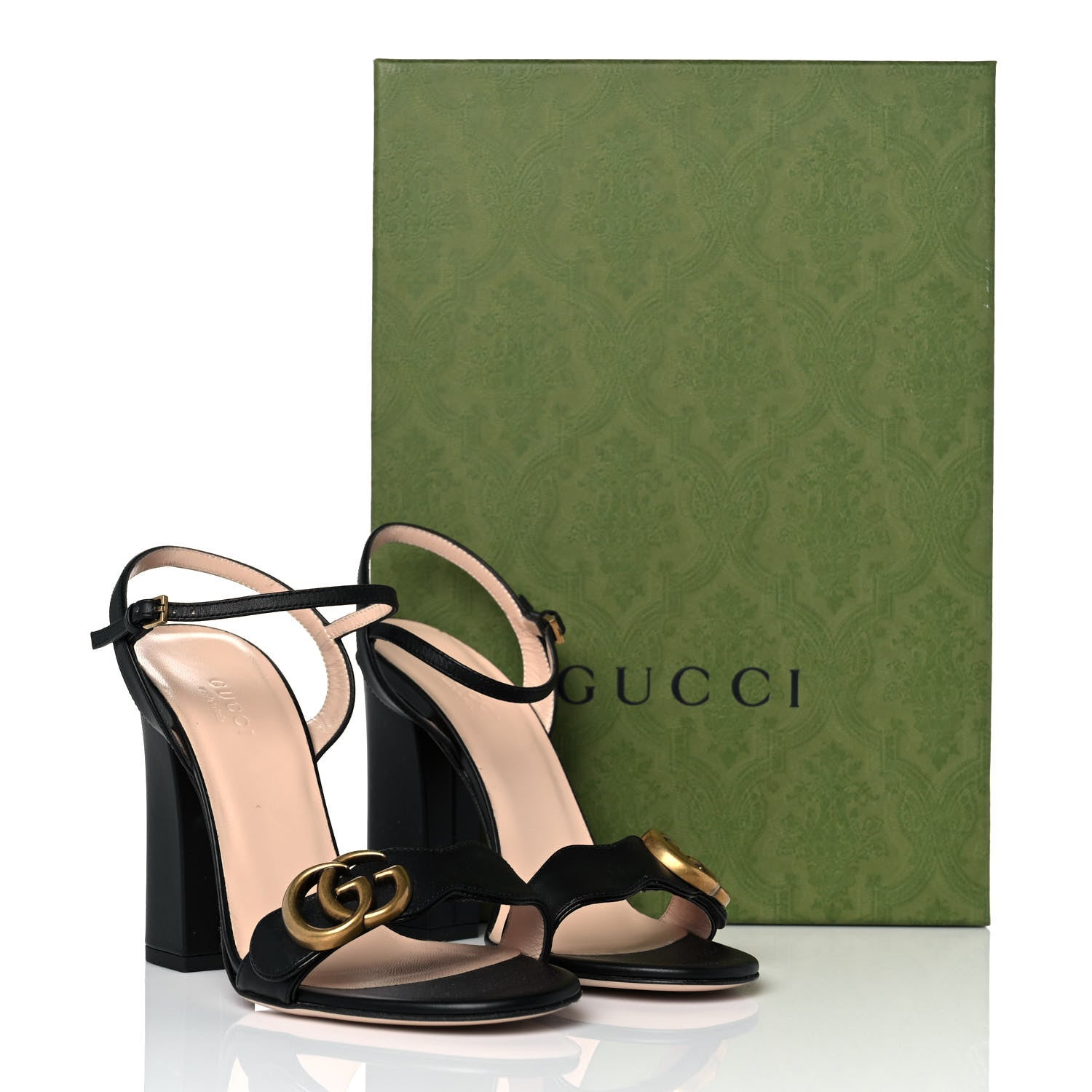 Gucci Lifford Calfskin GG Marmont Ankle Wrap 105mm Sandals 36 Black 8 of 8