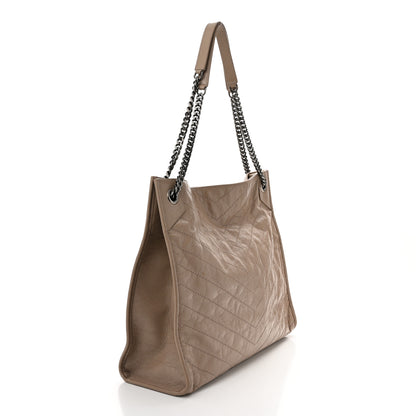 Saint Laurent Crinkled Calfskin Matelasse Monogram Large Niki Shopper Tote Dusty Grey 3 of 11