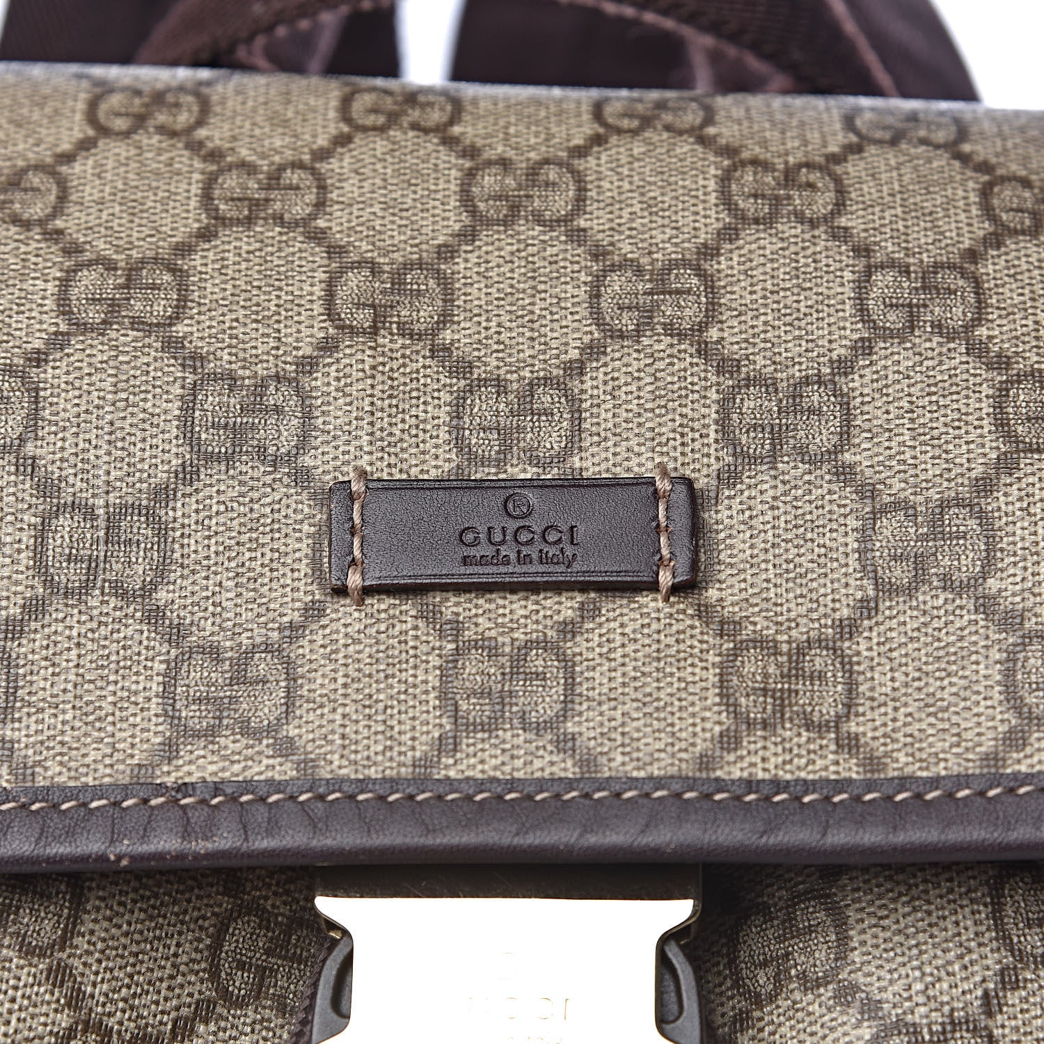 Gucci GG Supreme Monogram Medium Single Buckle Rucksack Backpack Beige Ebony Brown 9 of 11