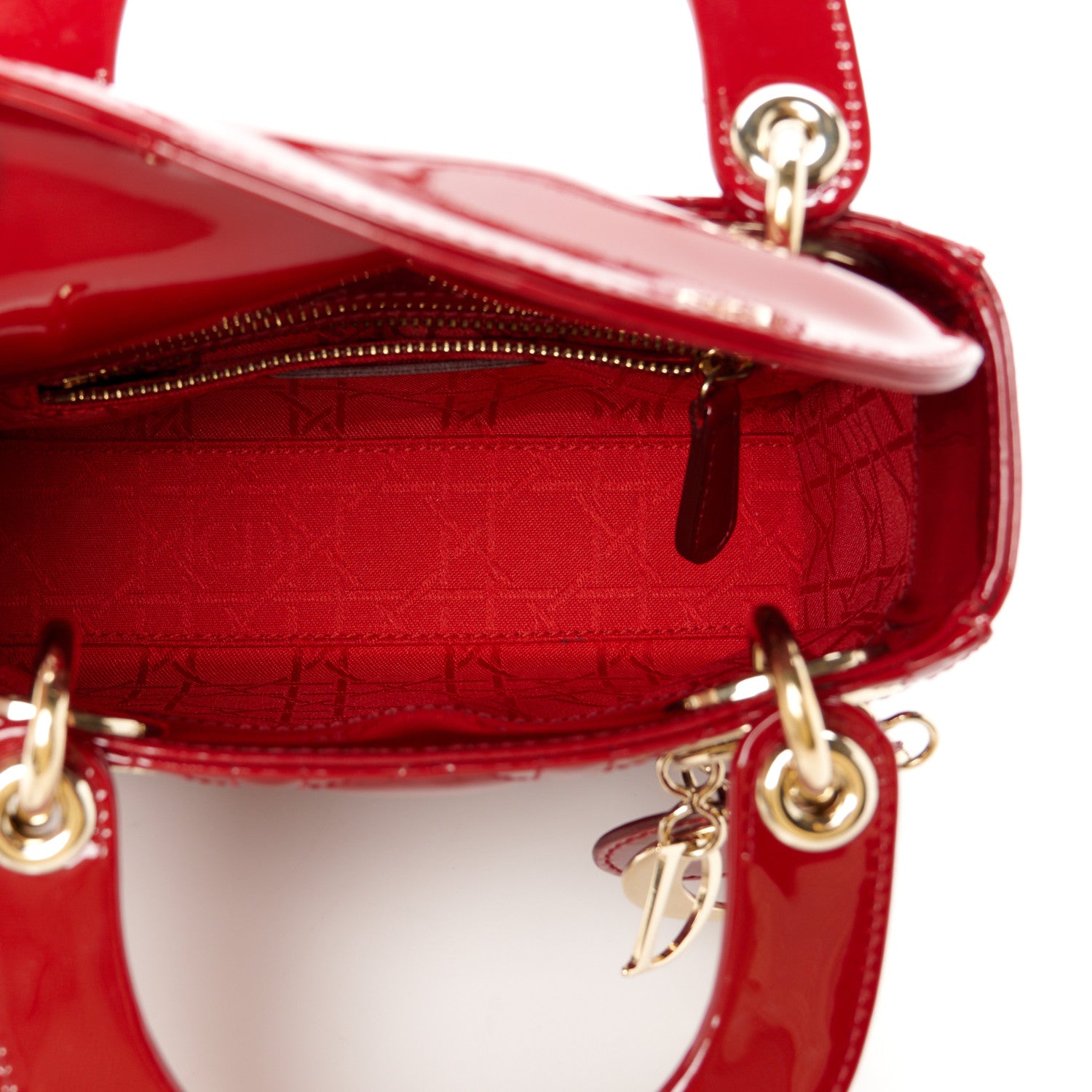 Christian Dior Patent Cannage Mini Lady Dior Red 5 of 10