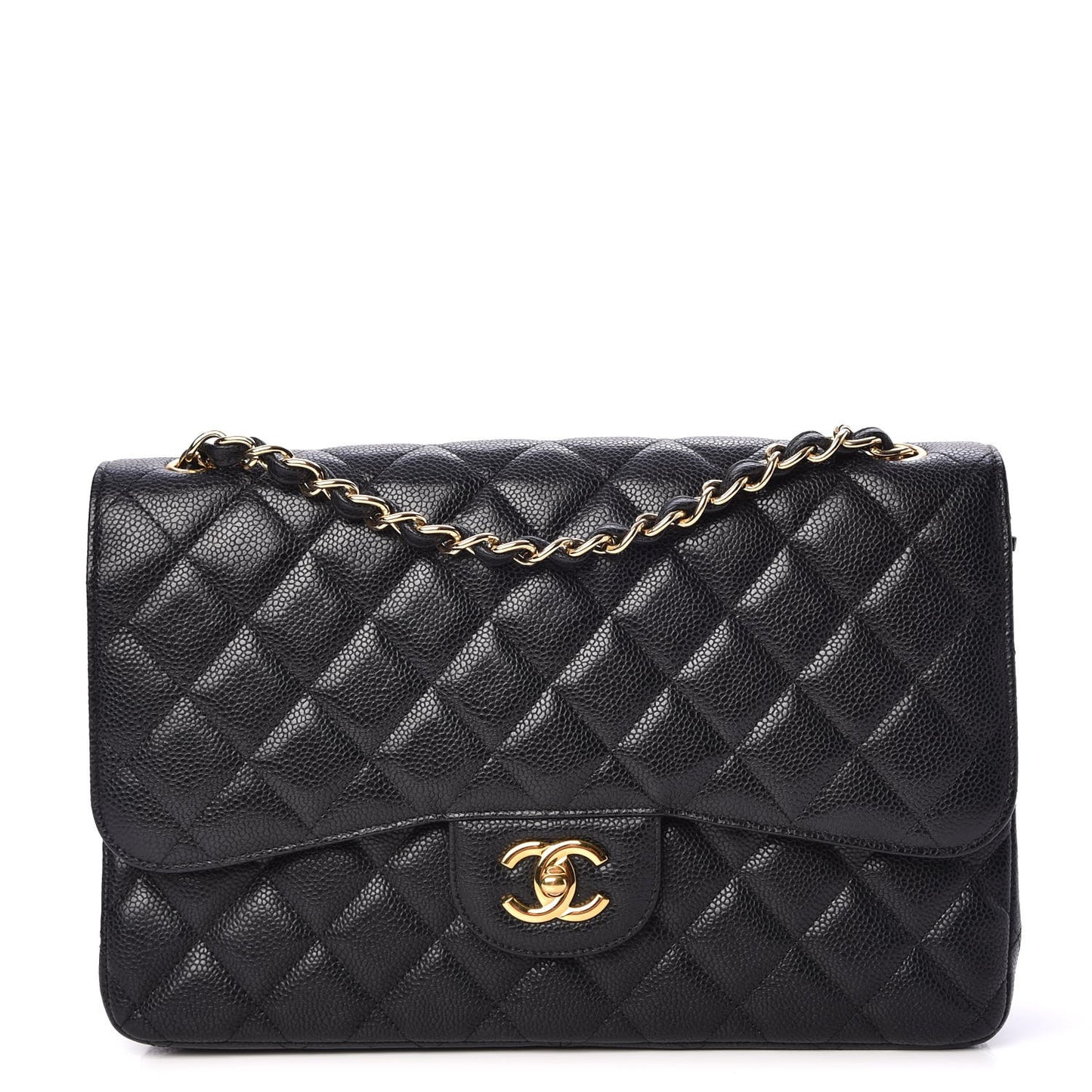Caviar Quilted Jumbo Double Flap Black