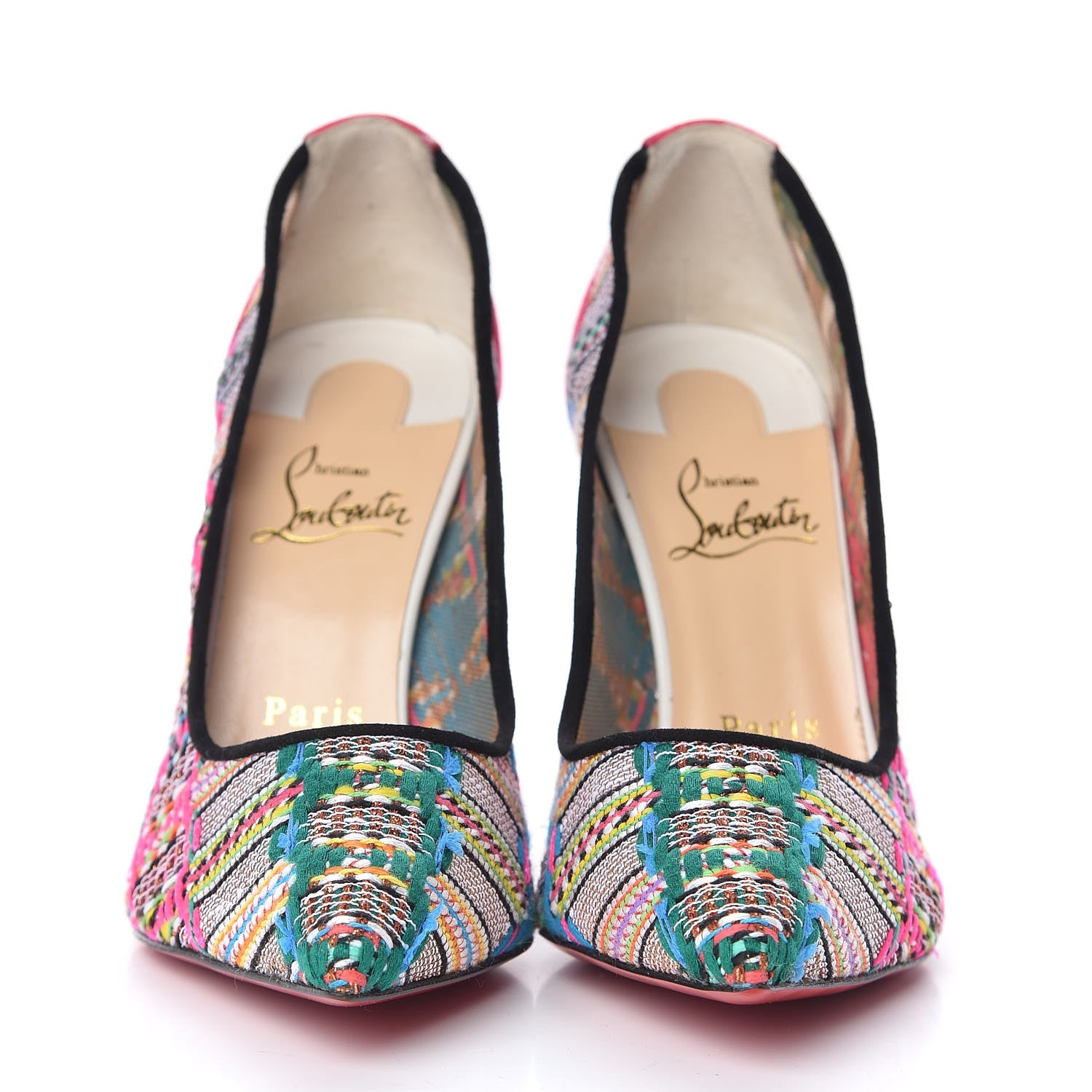 Christian Louboutin Lace Rete Tresse Suede Hippie Follies 100 Pumps 37.5 Multi 3 of 7