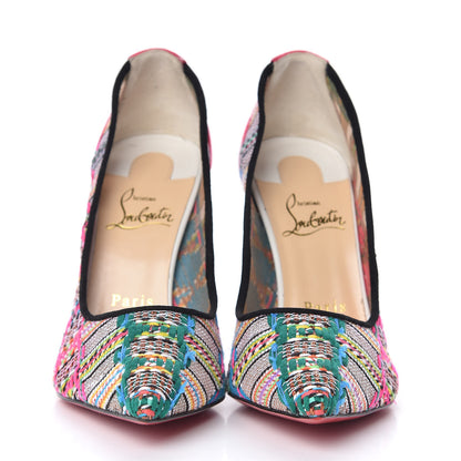 Christian Louboutin Lace Rete Tresse Suede Hippie Follies 100 Pumps 37.5 Multi 3 of 7