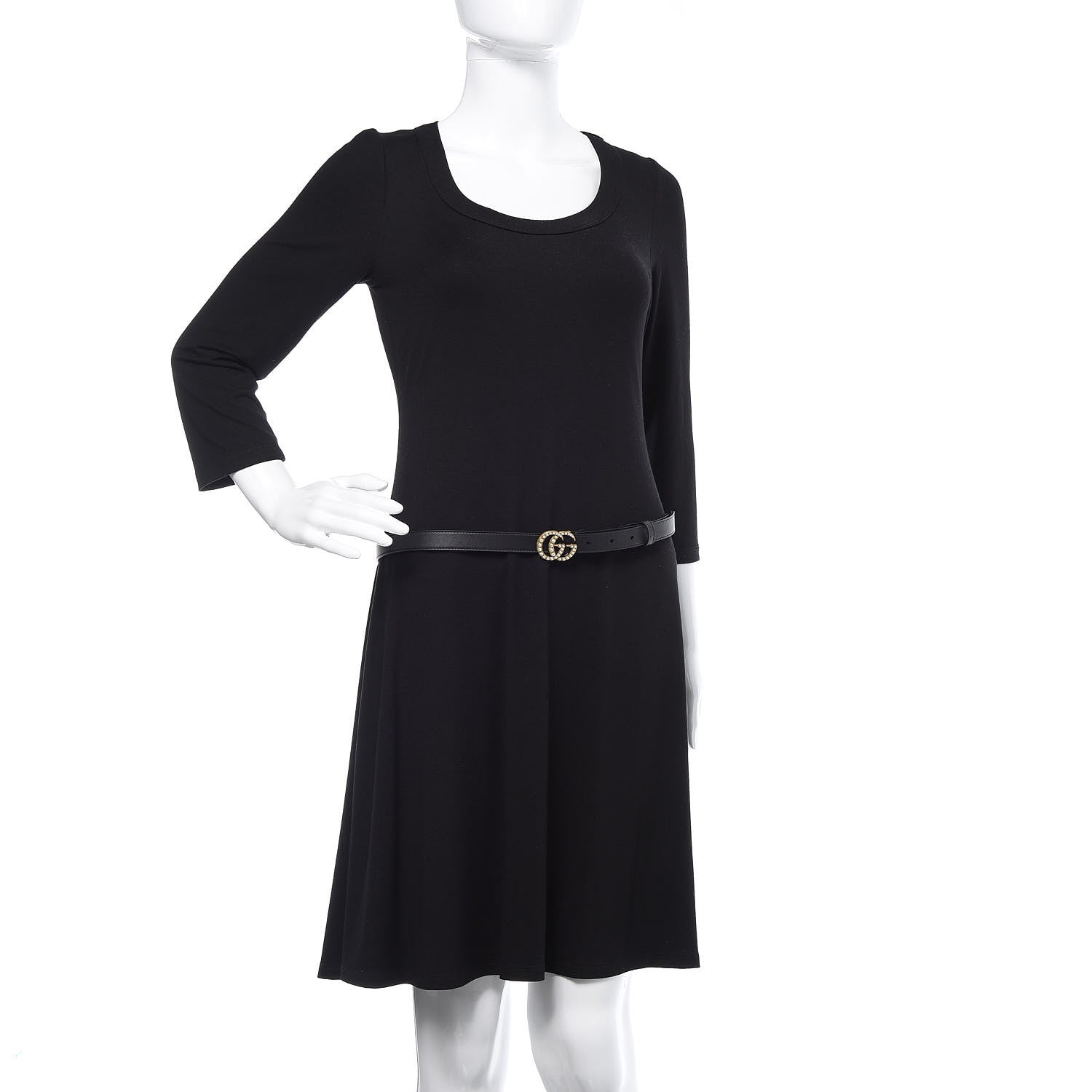 Gucci Calfskin Pearl Double G 20mm Belt 90 36 Black Cream 2 of 6