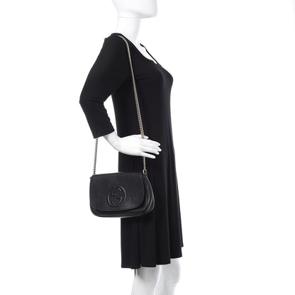 Gucci Pebbled Calfskin Medium Soho Flap Crossbody Black 2 of 15