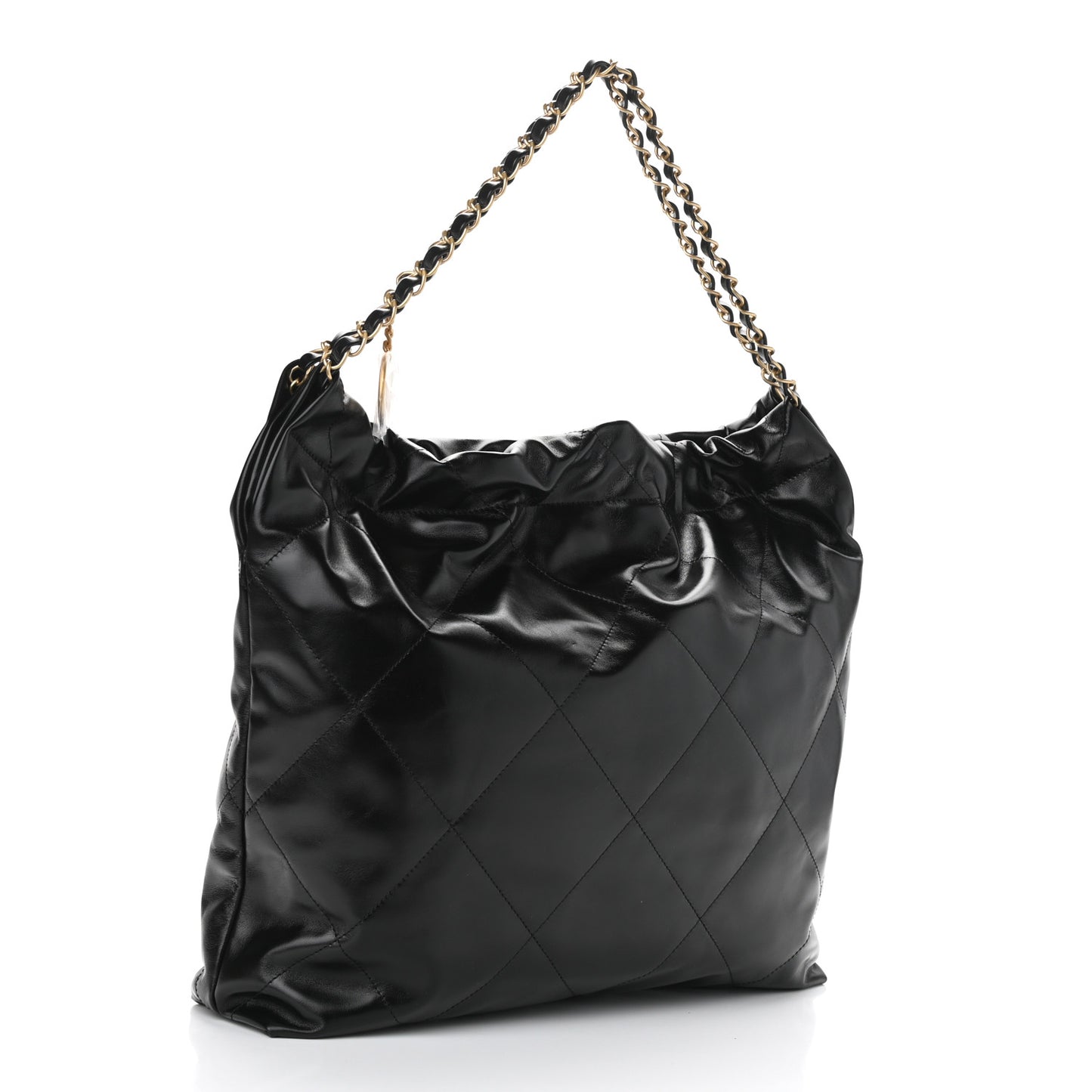 Shiny Calfskin Quilted Chanel 22 Black
