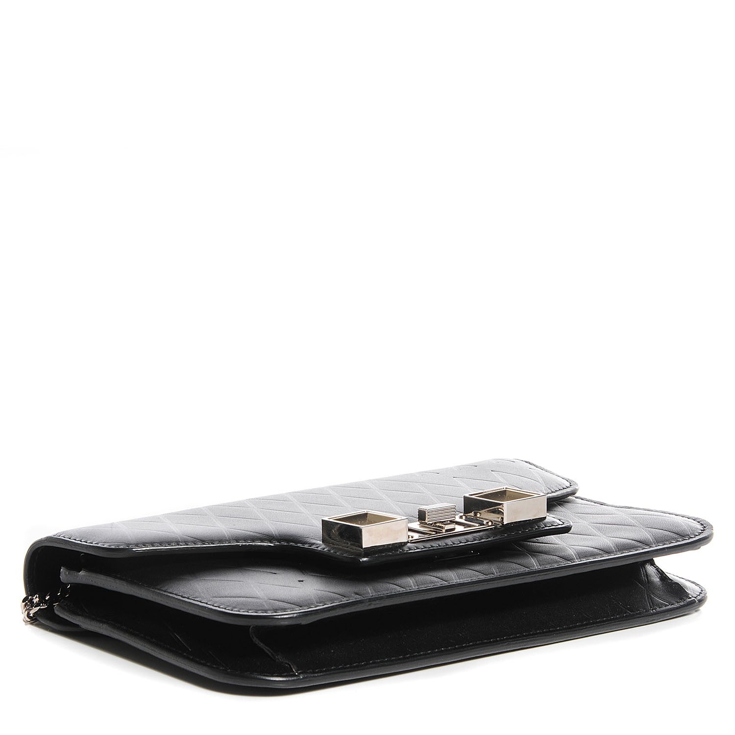 Proenza Schouler Calfskin Embossed Crosshatch PS11 Chain Wallet Black 4 of 7