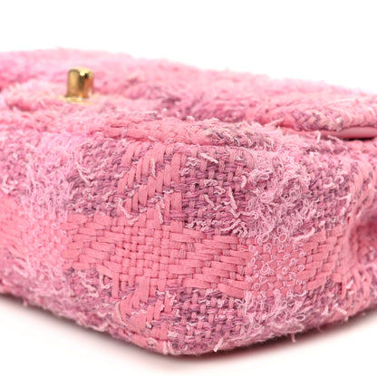Chanel Tweed Quilted Pearl Twist Mini Square Flap Pink Dark Pink 11 of 12