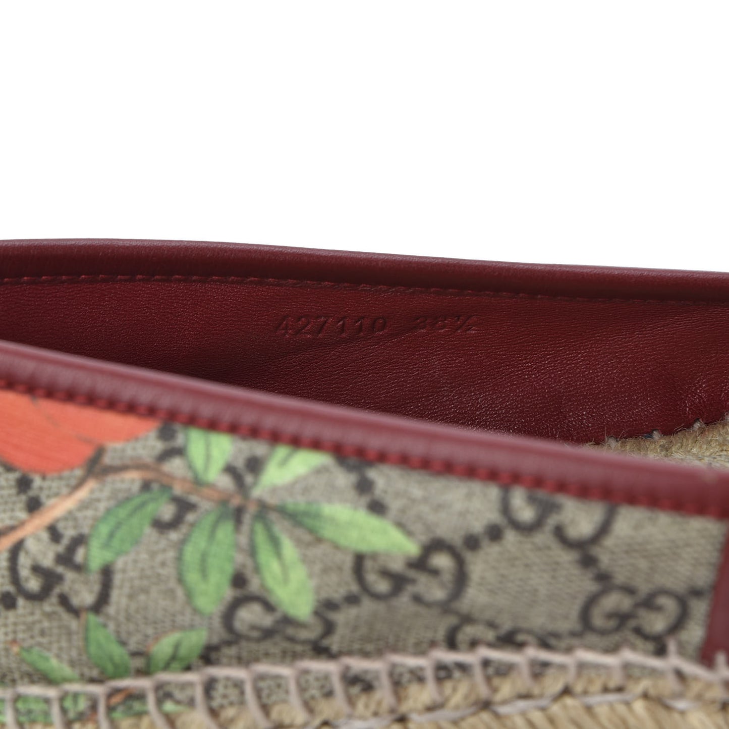 GG Supreme Monogram Tian Womens Espadrilles 38.5 Beige Multicolor Red