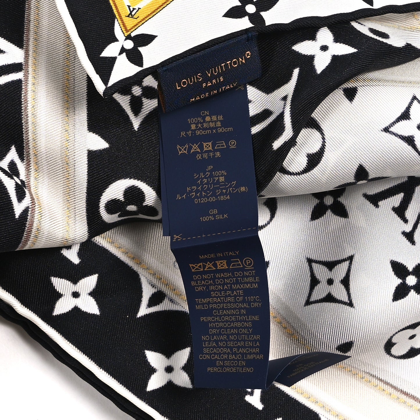Silk Monogram Confidential Square Scarf Black